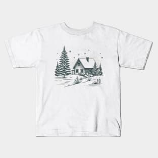 White Christmas: Vintage Musical Christmas Scene Kids T-Shirt